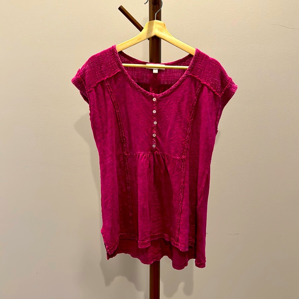 ANTHROPOLOGIE Textured Henley Top (Oversized)